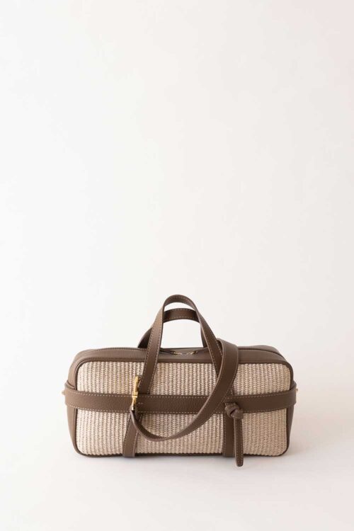 Rectangle Midi bag  Cacao Rafia Natural